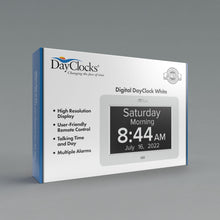 Load image into Gallery viewer, Digital DayClock by DayClocks® 8" Display with White Frame