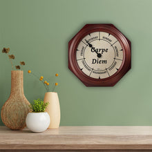 Load image into Gallery viewer, "Carpe Diem" DayClock with 10" Mahogany Wood Frame