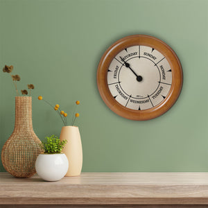 DayClocks Day-of-the-Week 10" Wall Clock with Pine Wood Frame