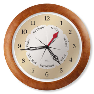 DayClocks Time & Day-of-the-Week 13" Wall Clock with Maple Accent