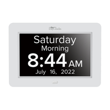 Load image into Gallery viewer, Digital DayClock by DayClocks® 8" Display with White Frame