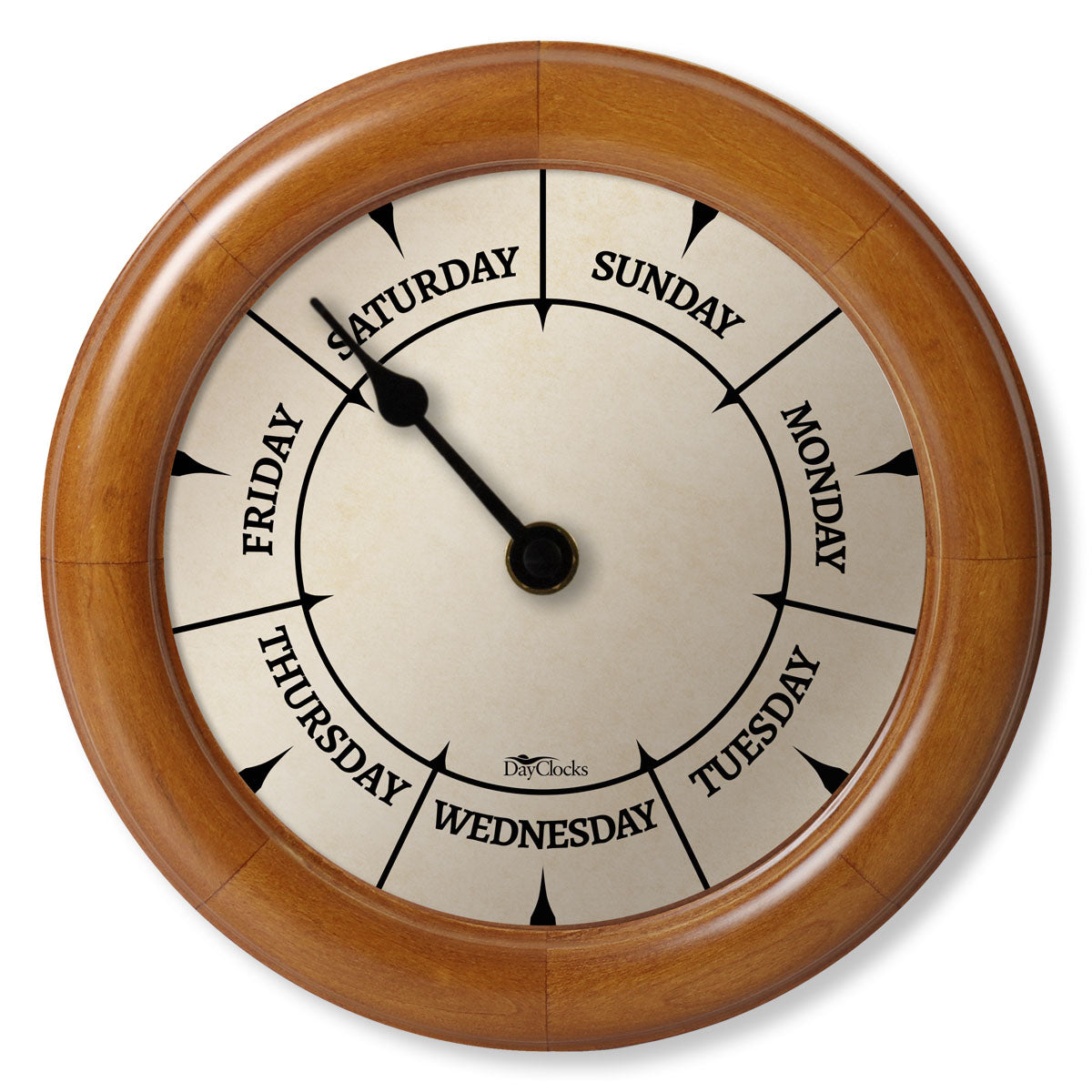 wood Wall clock with day of the week 