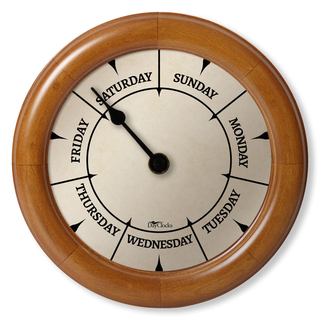 wood Wall clock with day of the week
