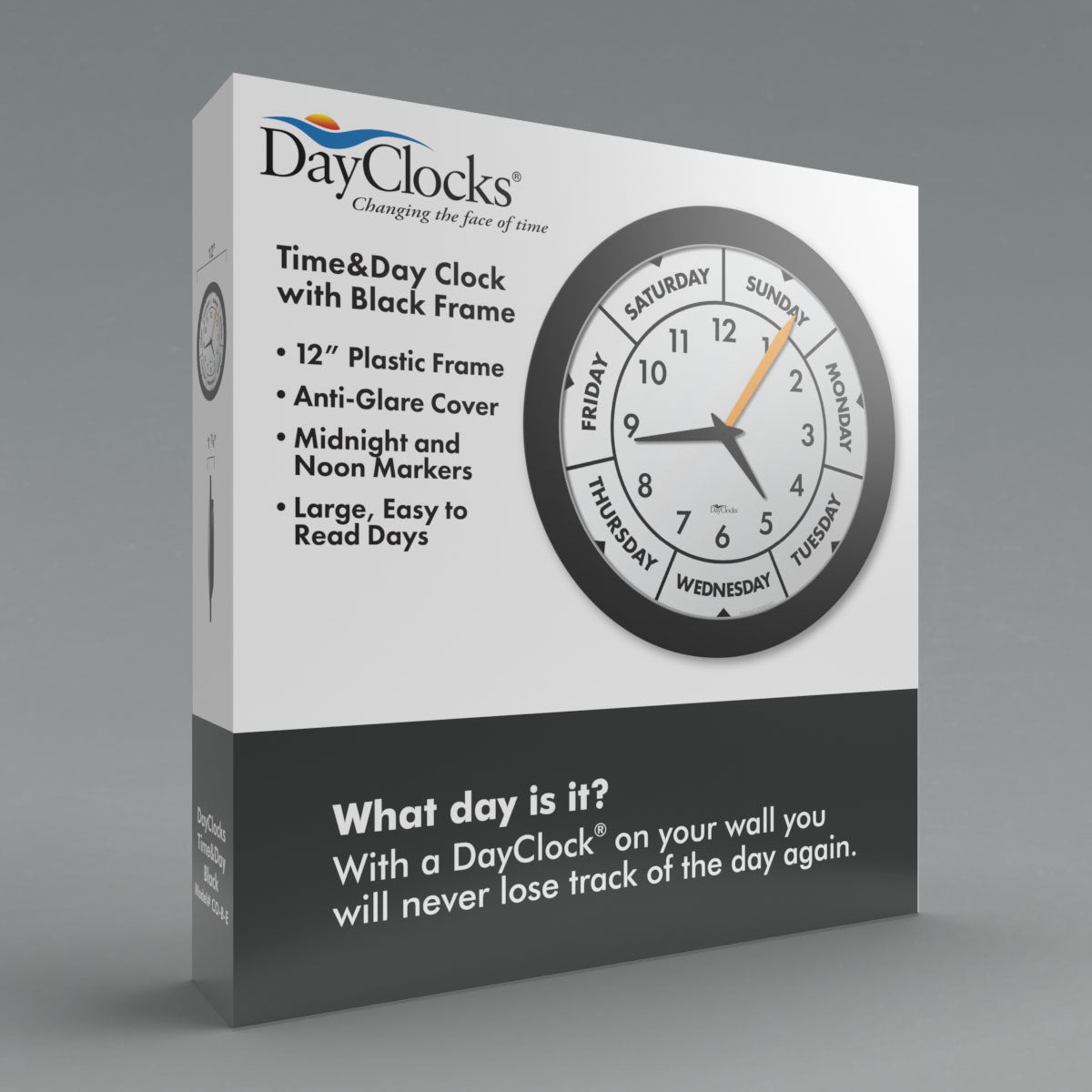 Office/Modern Wall Clock with Day of the Week by DayClocks