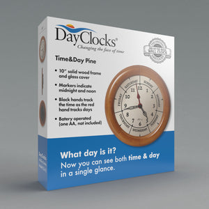 DayClocks Time & Day-of-the-Week 10" Wall Clock with Pine Wood Frame