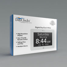 Load image into Gallery viewer, Digital DayClock by DayClocks® 8&quot; Display with White Frame
