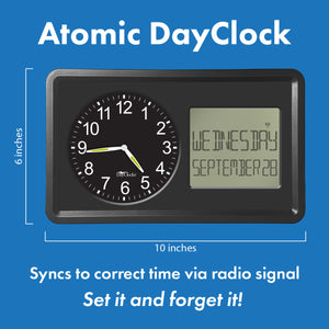 Atomic DayClock 10" Display with Black Frame