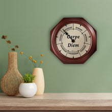Load image into Gallery viewer, &quot;Carpe Diem&quot; DayClock with 10&quot; Mahogany Wood Frame

