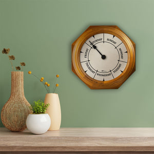 DayClocks Day-of-the-Week 10" Wall Clock with Oak Wood Frame