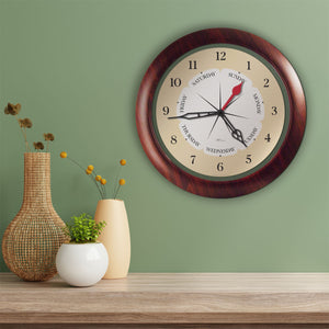 DayClocks Time & Day-of-the-Week 13" Wall Clock with Walnut Accent