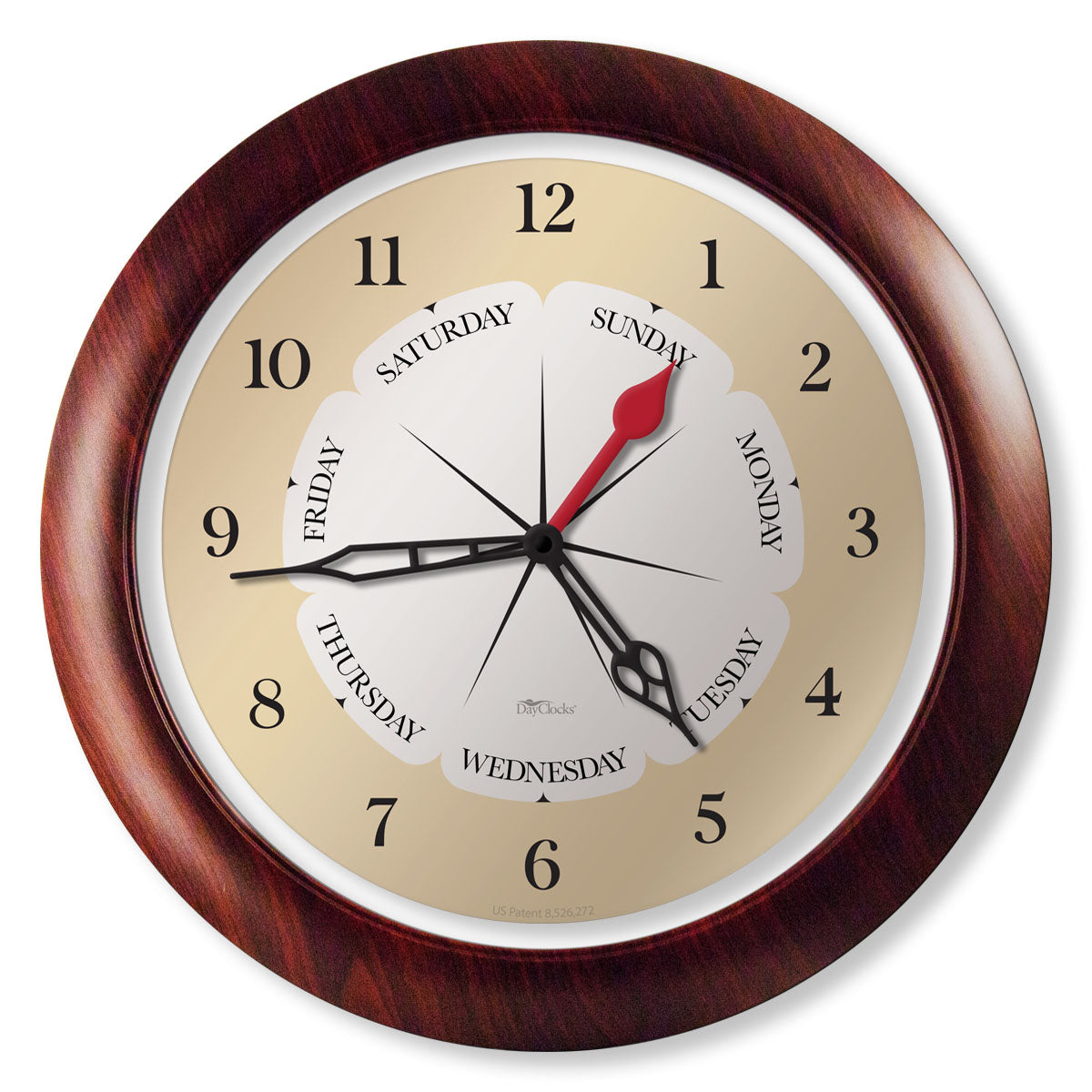 Wall clock with day of the week 
