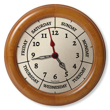 Load image into Gallery viewer, wood Wall clock with day of the week 
